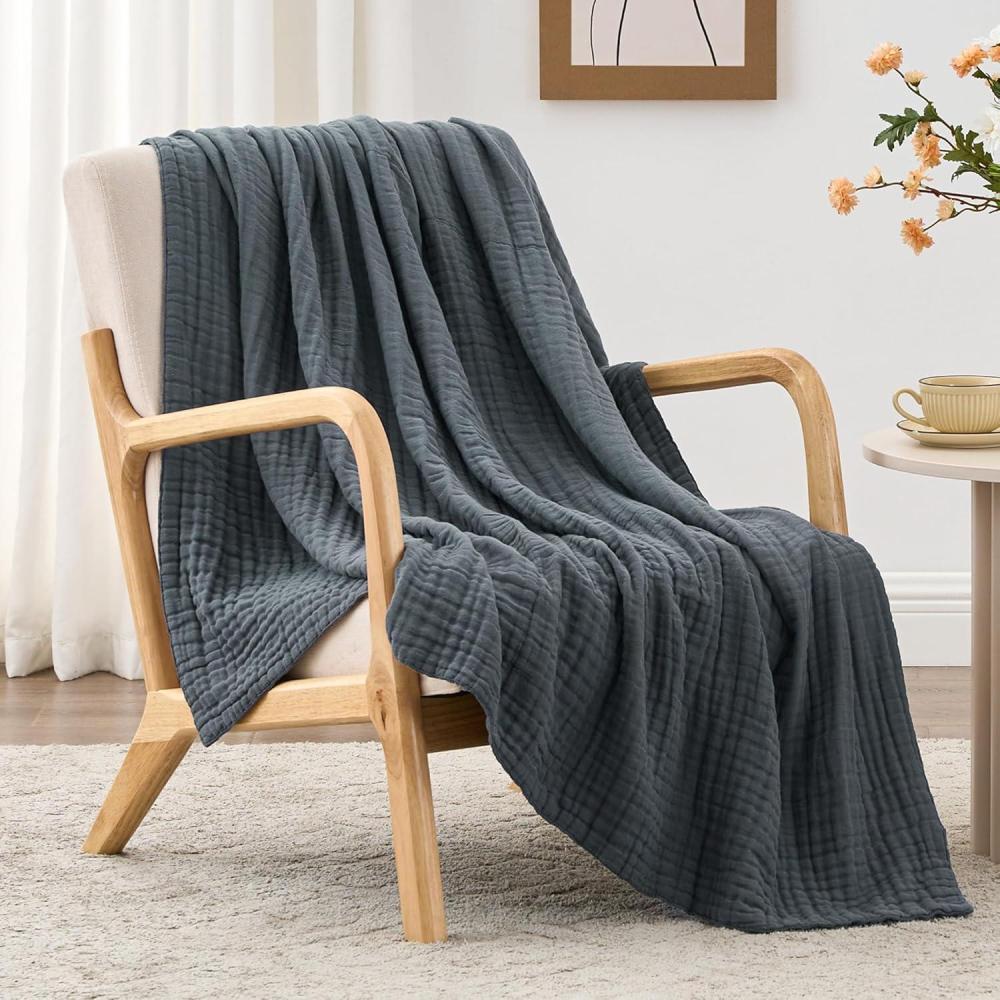 imageLoves cabin 6 Layer 100 Cotton Muslin Blanket 108quotx90quot Muslin King Size Blanket for Bed Couch Lightweight and Breathable Cotton Gauze for Adult OrangeDark Grey