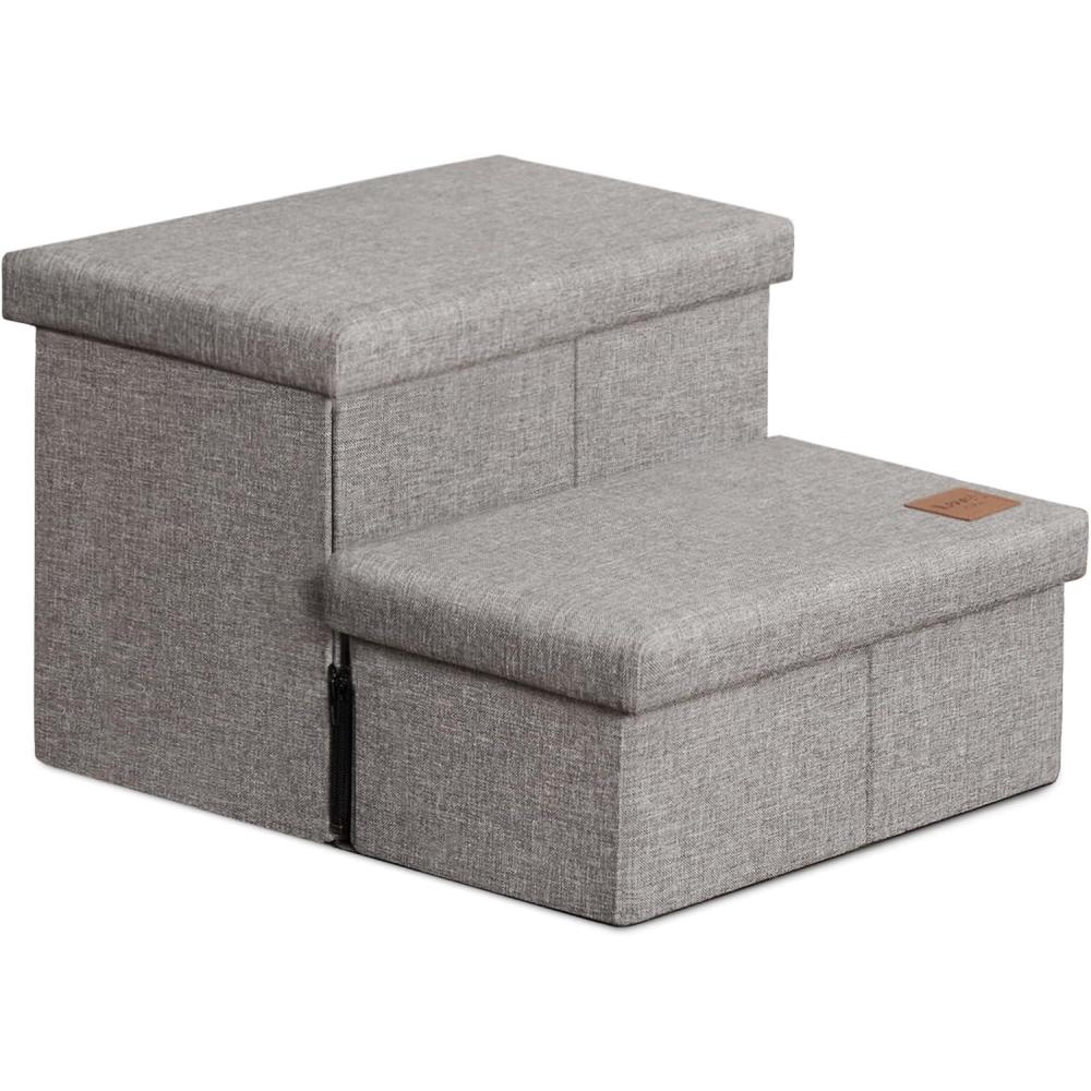 imageLoves cabin Dog Stairs for High Bed 18quotHFoldable Pet Stairs for Small Medium or Large Dogs Puppy with Storage for Bed or Couch Cat Dog Steps Ramp with Zip up to 200 lbsSolid Grey3 Steps no CondoSolid Grey