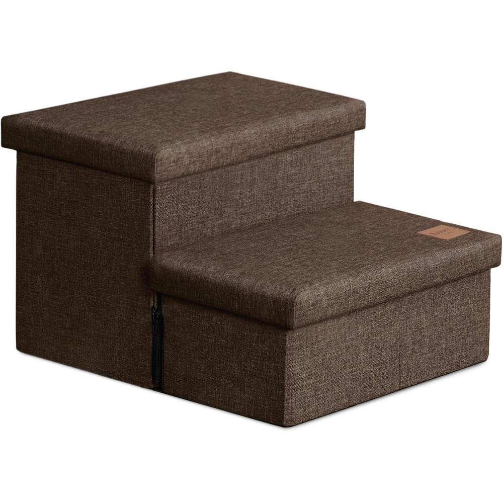 imageLoves cabin Dog Stairs for High Bed 18quotHFoldable Pet Stairs for Small Medium or Large Dogs Puppy with Storage for Bed or Couch Cat Dog Steps Ramp with Zip up to 200 lbsSolid Grey3 Steps no CondoCoffee