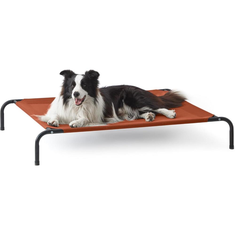 imageLoves cabin Elevated Cooling Dog Bed for Large Dogs Portable Indoor ampamp Outdoor Raised Pet Dog Cat Cot Durable Summer Frame with Breathable Mesh Grey 48 inchesTerracotta