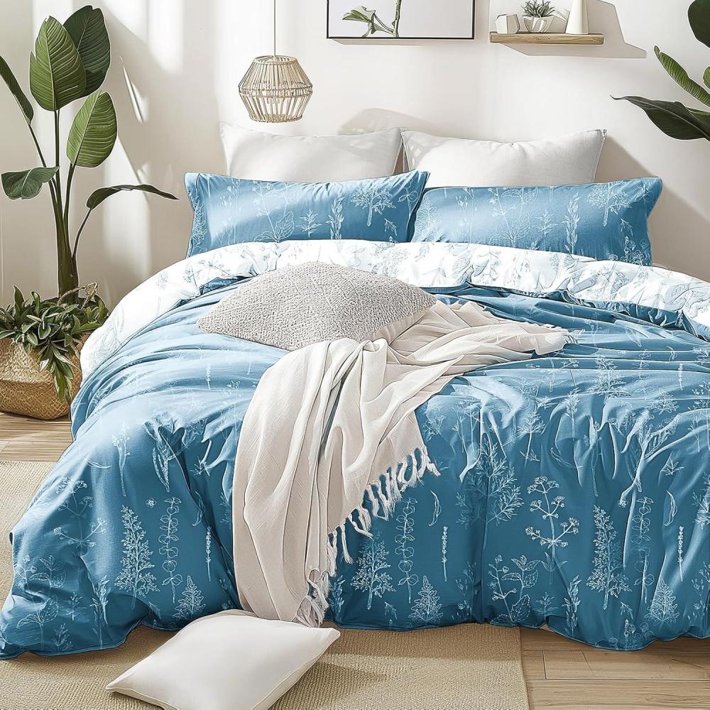 imageLoves cabin Pink Full Size Comforter Set  Full Comforter Set 3 Pieces Cute Floral Bedding Sets for All Seasons1 Soft Reversible Botanical Flowers Comforter and 2 Pillow Shams08  Mineral Blue