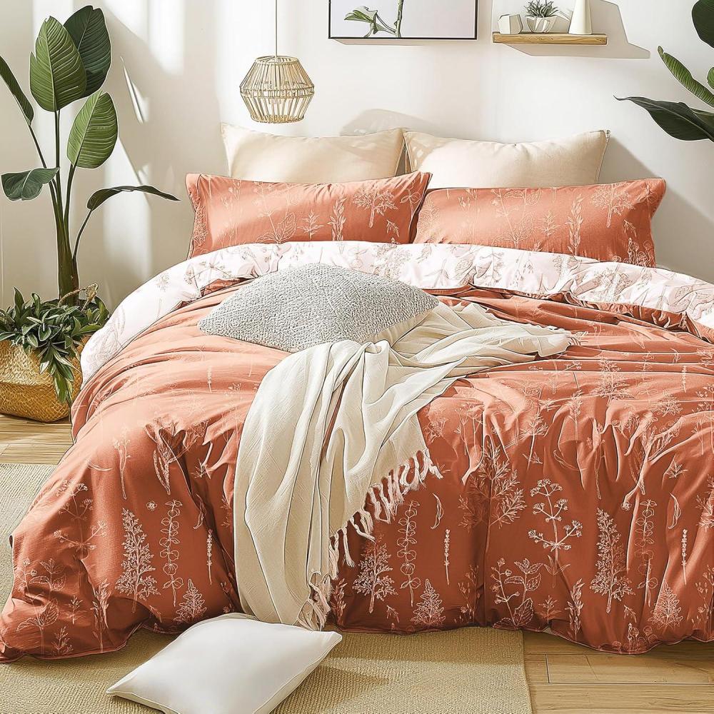 imageLoves cabin Pink Full Size Comforter Set  Full Comforter Set 3 Pieces Cute Floral Bedding Sets for All Seasons1 Soft Reversible Botanical Flowers Comforter and 2 Pillow Shams09  Terracotta