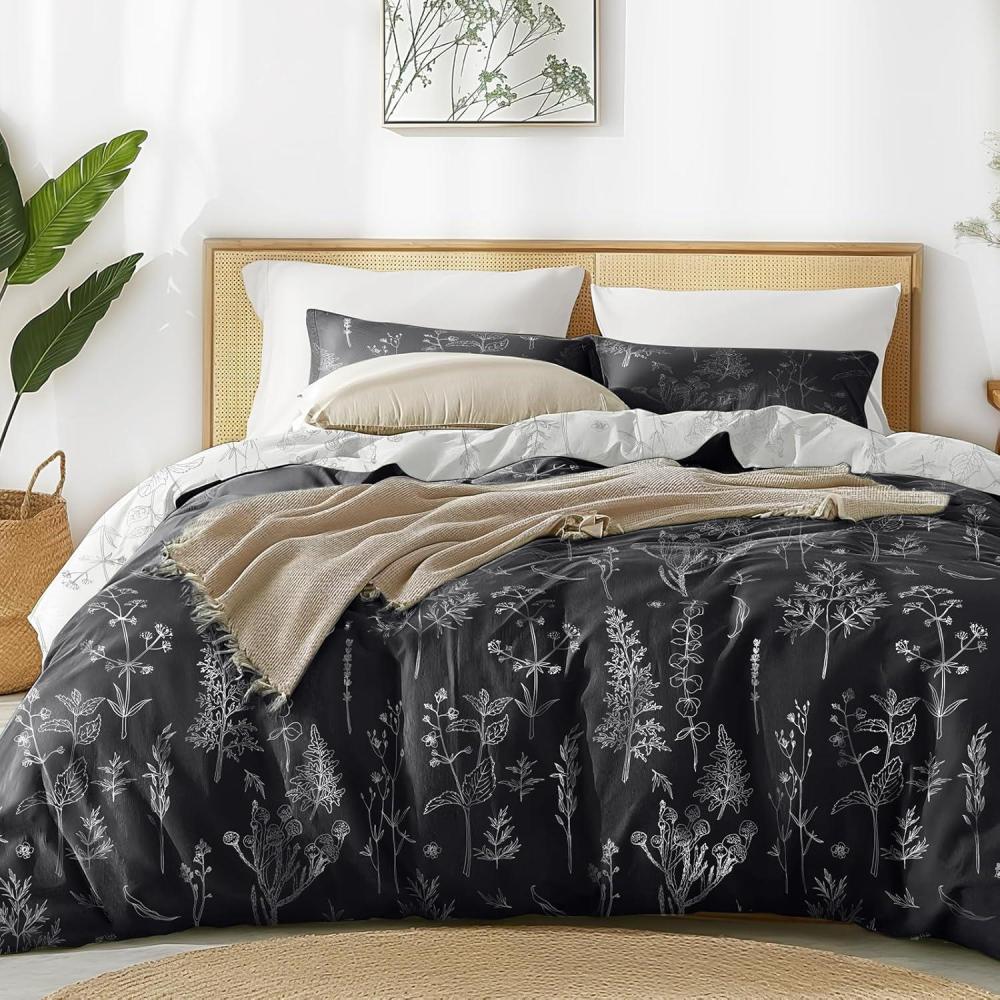 imageLoves cabin Pink Full Size Comforter Set  Full Comforter Set 3 Pieces Cute Floral Bedding Sets for All Seasons1 Soft Reversible Botanical Flowers Comforter and 2 Pillow Shams04  Black