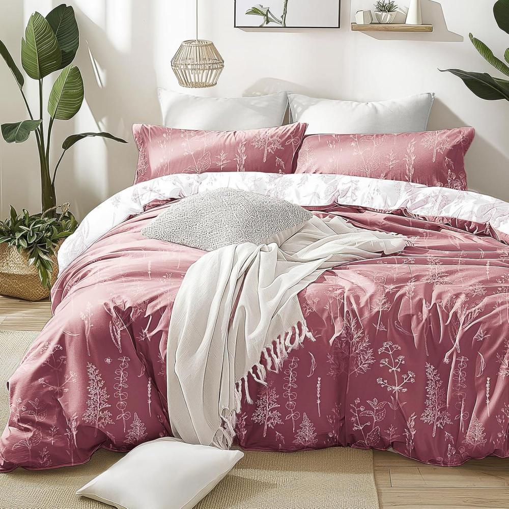 imageLoves cabin Pink Full Size Comforter Set  Full Comforter Set 3 Pieces Cute Floral Bedding Sets for All Seasons1 Soft Reversible Botanical Flowers Comforter and 2 Pillow Shams13  Vintage Rose