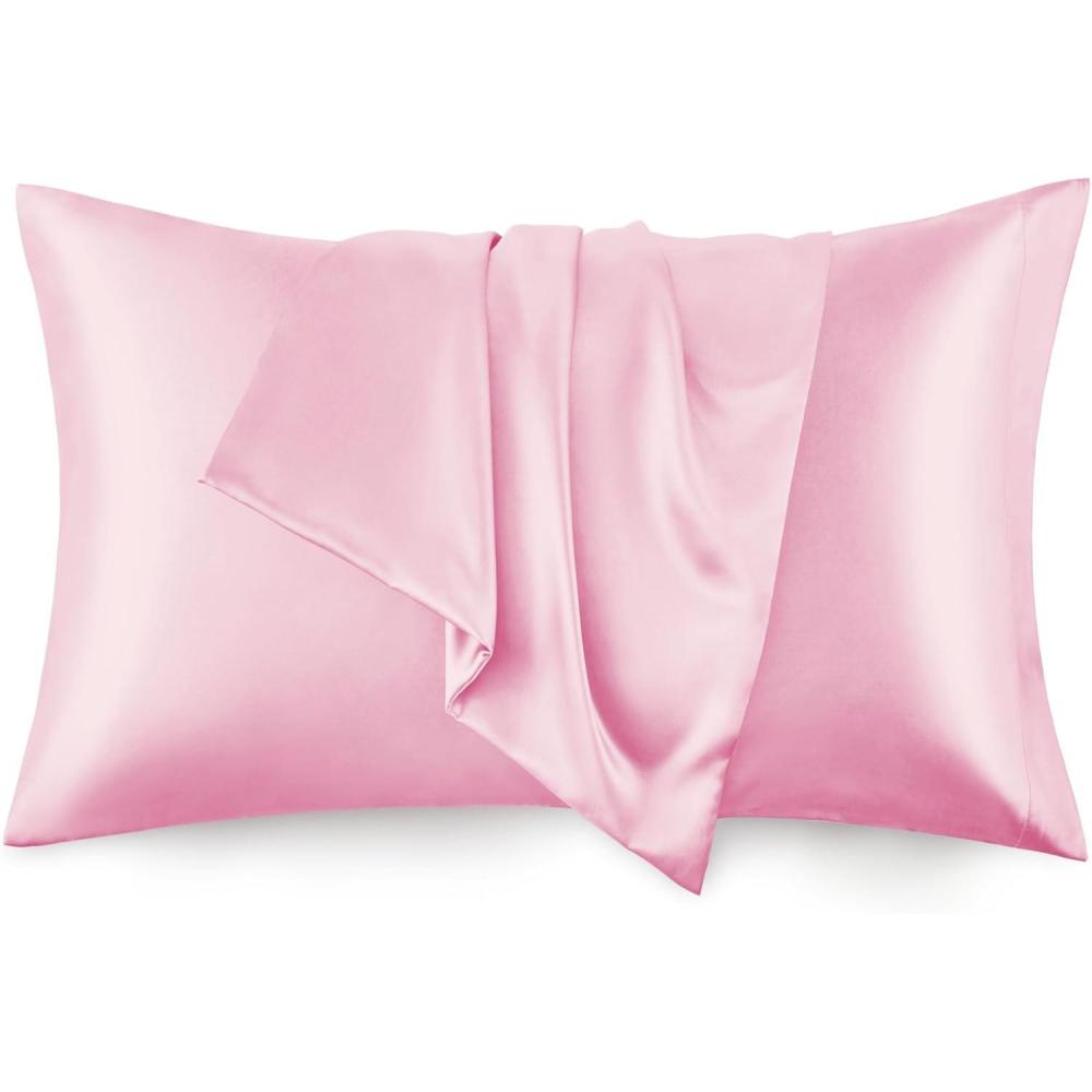 imageLoves cabin Satin Pillowcase for Hair and Skin Light Grey 20x30 inches Similar to Silk Pillow Cases Pillow Cases Queen Size Set of 2  Satin Cooling Pillow Covers with Envelope ClosurePink