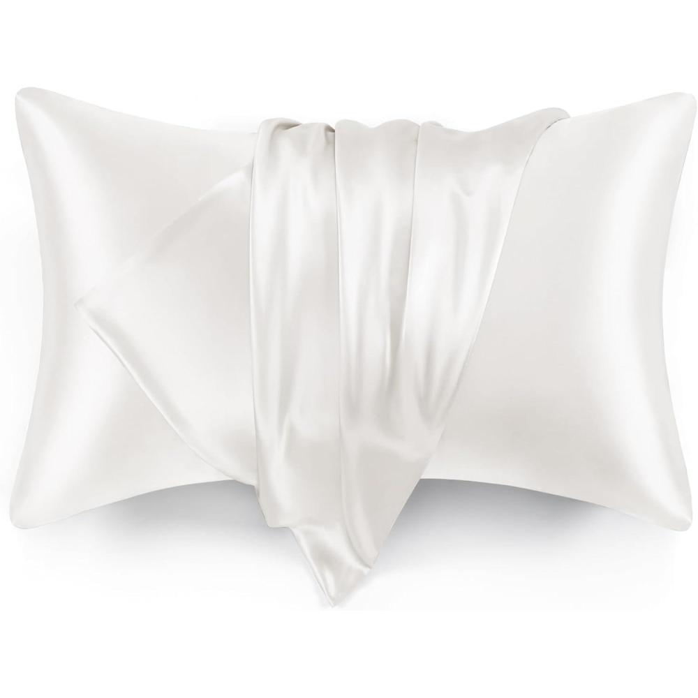 imageLoves cabin Satin Pillowcase for Hair and Skin Light Grey 20x30 inches Similar to Silk Pillow Cases Pillow Cases Queen Size Set of 2  Satin Cooling Pillow Covers with Envelope ClosureIvory