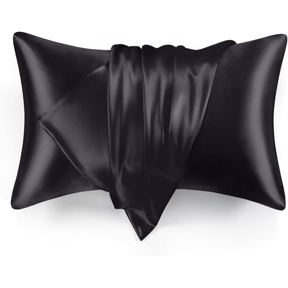 imageLoves cabin Satin Pillowcase for Hair and Skin Light Grey 20x30 inches Similar to Silk Pillow Cases Pillow Cases Queen Size Set of 2  Satin Cooling Pillow Covers with Envelope ClosureBlack