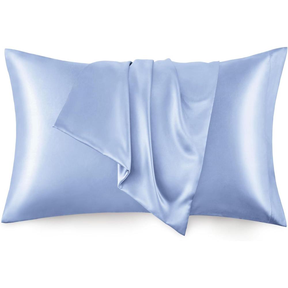 imageLoves cabin Satin Pillowcase for Hair and Skin Light Grey 20x30 inches Similar to Silk Pillow Cases Pillow Cases Queen Size Set of 2  Satin Cooling Pillow Covers with Envelope ClosureSky Blue