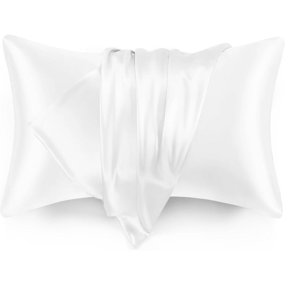 imageLoves cabin Satin Pillowcase for Hair and Skin Light Grey 20x30 inches Similar to Silk Pillow Cases Pillow Cases Queen Size Set of 2  Satin Cooling Pillow Covers with Envelope ClosureWhite