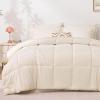 imageLoves cabin Full Comforter Set Black 7 Pieces Full Bed in a Bag All Season Bedding Sets with 1 Comforter 1 Flat Sheet 1 Fitted Sheet 2 Pillowcase and 2 Pillow ShamBeige