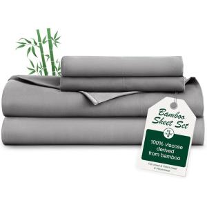 Love’s cabin 3 Piece Twin Sheet Set, Cooling Sheets, 100% Rayon Derived from Bamboo, Breathable & Soft Twin Size Bed Set, Deep Pocket Up to 16″, Hotel Luxury Silky Bedding Sheets, White(03-grey)
