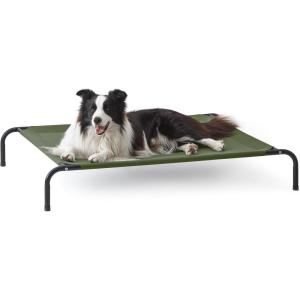 Love’s cabin Elevated Cooling Dog Bed for Large Dogs, Portable Indoor & Outdoor Raised Pet Dog Cat Cot, Durable Summer Frame with Breathable Mesh, Grey, 48 inches(Olive Green)