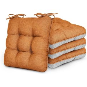 Love’s cabin Memory Foam Chair Cushions Set of 4, Outdoor/Indoor Chair Pads for Dining Chairs 4 Pack, Seat Cushions for Kitchen, Dining Room, Office, Patio Chairs, 15.5″x15.5″x3.5″ Grey(Terracotta)
