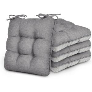 Love’s cabin Memory Foam Chair Cushions Set of 4, Outdoor/Indoor Chair Pads for Dining Chairs 4 Pack, Seat Cushions for Kitchen, Dining Room, Office, Patio Chairs, 15.5″x15.5″x3.5″ Grey(Grey)