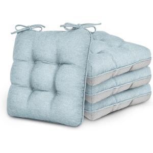 Love’s cabin Memory Foam Chair Cushions Set of 4, Outdoor/Indoor Chair Pads for Dining Chairs 4 Pack, Seat Cushions for Kitchen, Dining Room, Office, Patio Chairs, 15.5″x15.5″x3.5″ Grey(Light Blue)