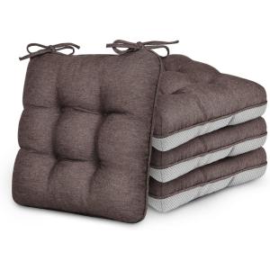Love’s cabin Memory Foam Chair Cushions Set of 4, Outdoor/Indoor Chair Pads for Dining Chairs 4 Pack, Seat Cushions for Kitchen, Dining Room, Office, Patio Chairs, 15.5″x15.5″x3.5″ Grey(Coffee)