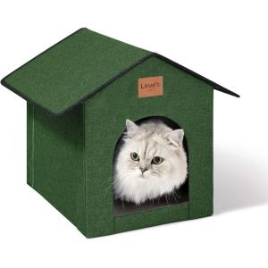 Love’s cabin Outdoor Cat House Weatherproof, Insulated Feral Cat House Outdoor for Winter, Waterproof Outside House for Indoor Cats, Shelter with Removable Soft Cushion,Grey(Green)