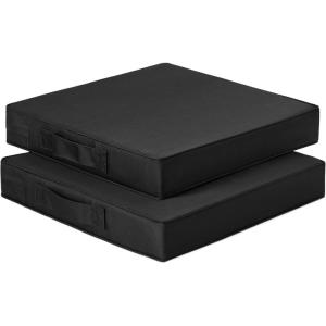 Love’s cabin Outdoor Patio Chair Cushions Set of 2, Waterproof Chair Pads for Patio Furniture, Water-Resistant Memory Foam Seat Cushions for Garden, Deck, and Balcony, 19″x19″x3″ Black