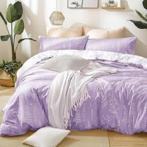 Love’s cabin Pink Full Size Comforter Set – Full Comforter Set, 3 Pieces Cute Floral Bedding Sets for All Seasons,1 Soft Reversible Botanical Flowers Comforter and 2 Pillow Shams(11 – Lavender)