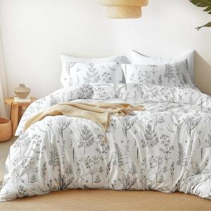 Love’s cabin Pink Full Size Comforter Set – Full Comforter Set, 3 Pieces Cute Floral Bedding Sets for All Seasons,1 Soft Reversible Botanical Flowers Comforter and 2 Pillow Shams(02 – White)
