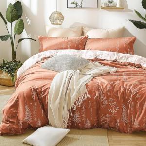 Love’s cabin Pink Full Size Comforter Set – Full Comforter Set, 3 Pieces Cute Floral Bedding Sets for All Seasons,1 Soft Reversible Botanical Flowers Comforter and 2 Pillow Shams(09 – Terracotta)