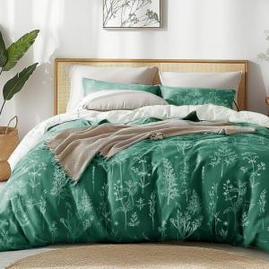 Love’s cabin Pink Full Size Comforter Set – Full Comforter Set, 3 Pieces Cute Floral Bedding Sets for All Seasons,1 Soft Reversible Botanical Flowers Comforter and 2 Pillow Shams(12 – Emerald)