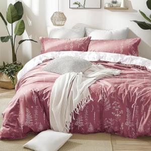 Love’s cabin Pink Full Size Comforter Set – Full Comforter Set, 3 Pieces Cute Floral Bedding Sets for All Seasons,1 Soft Reversible Botanical Flowers Comforter and 2 Pillow Shams(13 – Vintage Rose)