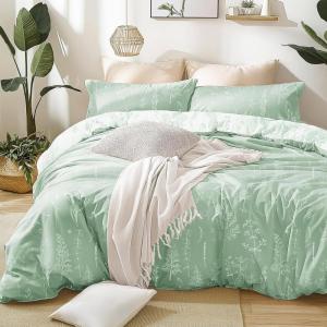 Love’s cabin Pink Full Size Comforter Set – Full Comforter Set, 3 Pieces Cute Floral Bedding Sets for All Seasons,1 Soft Reversible Botanical Flowers Comforter and 2 Pillow Shams(01 – Sage Green)