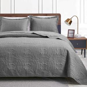 Love’s cabin Quilts for Queen Bed Olive Green Bedspreads – Soft Bed Summer Lightweight Bedspread Comforter – Modern Style Coin Pattern Coverlet for All Season – 3 Pieces (1 Quilt, 2 Pillow Shams)(Coin Pattern Grey)