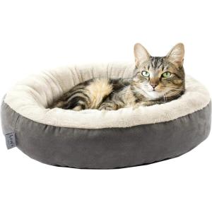 Love’s cabin Round Donut Cat and Dog Cushion Bed, 20in Pet Bed for Cats or Small Dogs, Anti-Slip & Water-Resistant Bottom, Super Soft Durable Fabric Pet beds, Washable Luxury Cat & Dog Bed Camel(Grey)