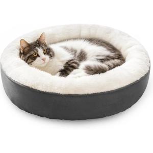Love’s cabin Round Donut Cat and Dog Cushion Bed, 20in Pet Bed for Cats or Small Dogs, Anti-Slip & Water-Resistant Bottom, Super Soft Durable Fabric Pet beds, Washable Luxury Cat & Dog Bed Camel(Dark Grey)