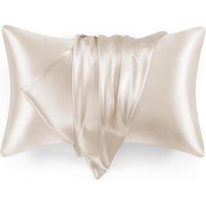 Love’s cabin Satin Pillowcase for Hair and Skin (Light Grey, 20×30 inches) Similar to Silk Pillow Cases, Pillow Cases Queen Size Set of 2 – Satin Cooling Pillow Covers with Envelope Closure(Beige)