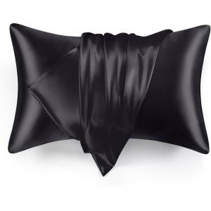 Love’s cabin Satin Pillowcase for Hair and Skin (Light Grey, 20×30 inches) Similar to Silk Pillow Cases, Pillow Cases Queen Size Set of 2 – Satin Cooling Pillow Covers with Envelope Closure(Black)