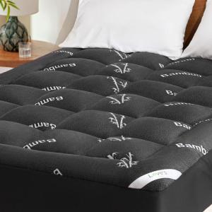 Love’s cabin Twin XL Mattress Topper Viscose Derived from Bamboo, Thick Pillow Top Mattress Pad with Stretchable Pockets for 8″-20″ Mattress, Soft Breathable Cooling Mattress Topper for Hot Sleepers(Black)