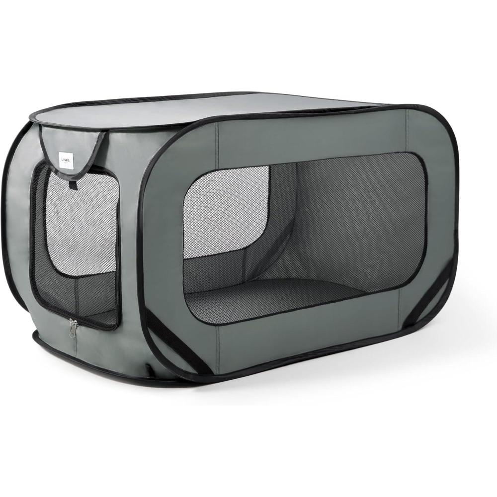 imageLoves cabin 36in Portable Large Dog Bed  Pop Up Dog Kennel Indoor Outdoor Crate for Pets Portable Car Seat Kennel Cat Bed Collection Dark GreyDark Grey