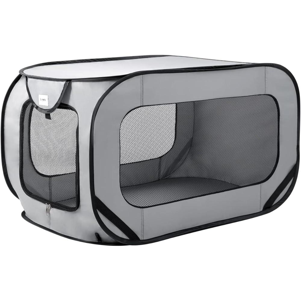 imageLoves cabin 36in Portable Large Dog Bed  Pop Up Dog Kennel Indoor Outdoor Crate for Pets Portable Car Seat Kennel Cat Bed Collection Navy BlueLight Grey