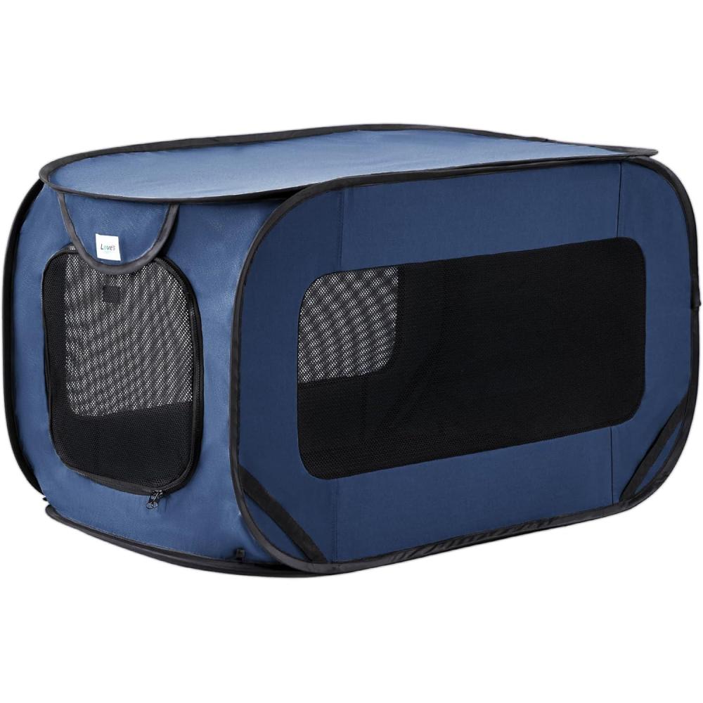 imageLoves cabin 36in Portable Large Dog Bed  Pop Up Dog Kennel Indoor Outdoor Crate for Pets Portable Car Seat Kennel Cat Bed Collection Navy BlueNavy Blue