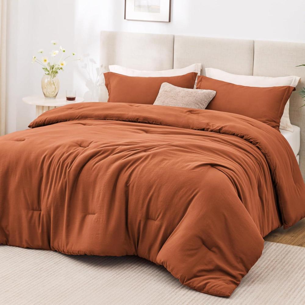 imageLoves cabin Beige Full Comforter Set 3 Pieces Prewashed Full Size Bedding Set with 1 Comforter 79quot90quot and 2 Pillowcases 20quot26quot Lightweight ampamp Breathable Bed Set for All SeasonsTerracotta