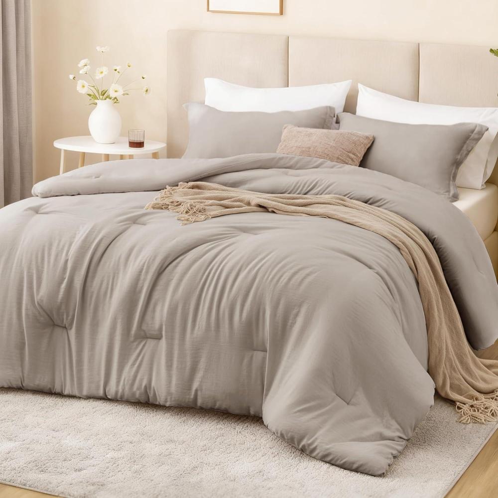 imageLoves cabin Beige Full Comforter Set 3 Pieces Prewashed Full Size Bedding Set with 1 Comforter 79quot90quot and 2 Pillowcases 20quot26quot Lightweight ampamp Breathable Bed Set for All SeasonsBurlwood
