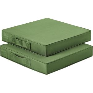 Love’s cabin Outdoor Patio Chair Cushions Set of 2, Waterproof Chair Pads for Patio Furniture, Water-Resistant Memory Foam Seat Cushions for Garden, Deck, and Balcony, 19″x19″x3″ Green(Yellowish Green)