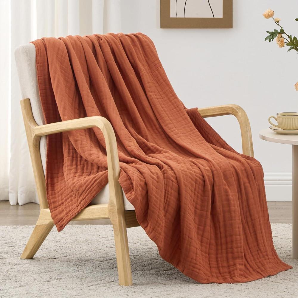 imageLoves cabin 6 Layer 100 Cotton Muslin Blanket 90quotx90quot Muslin Blanket Queen for Couch Bed Lightweight and Breathable Cotton Gauze for Adult Navy BlueOrange