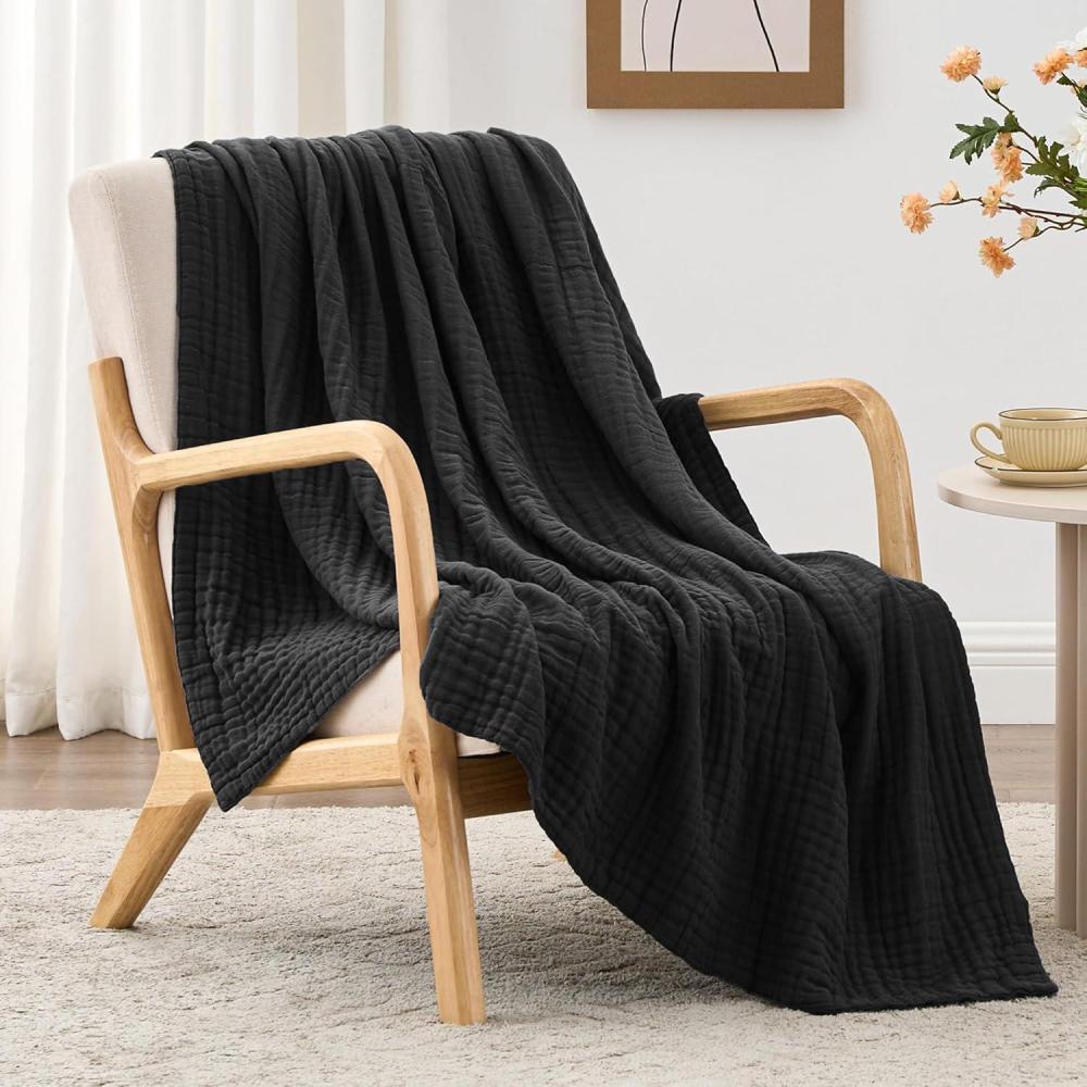 imageLoves cabin 6 Layer 100 Cotton Muslin Blanket 90quotx90quot Muslin Blanket Queen for Couch Bed Lightweight and Breathable Cotton Gauze for Adult Navy BlueBlack