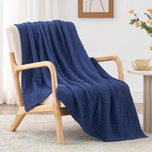 Love’s cabin 6 Layer 100% Cotton Muslin Blanket, 90″x90″ Muslin Blanket Queen for Couch Bed, Lightweight and Breathable Cotton Gauze for Adult, Navy Blue(Navy Blue)